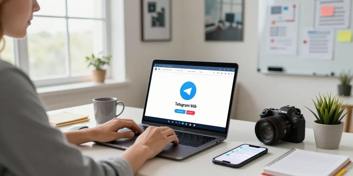 Explore the seamless Telegram Web Version experience in a modern home office setting, featuring tech tools and a bright atmosphere.