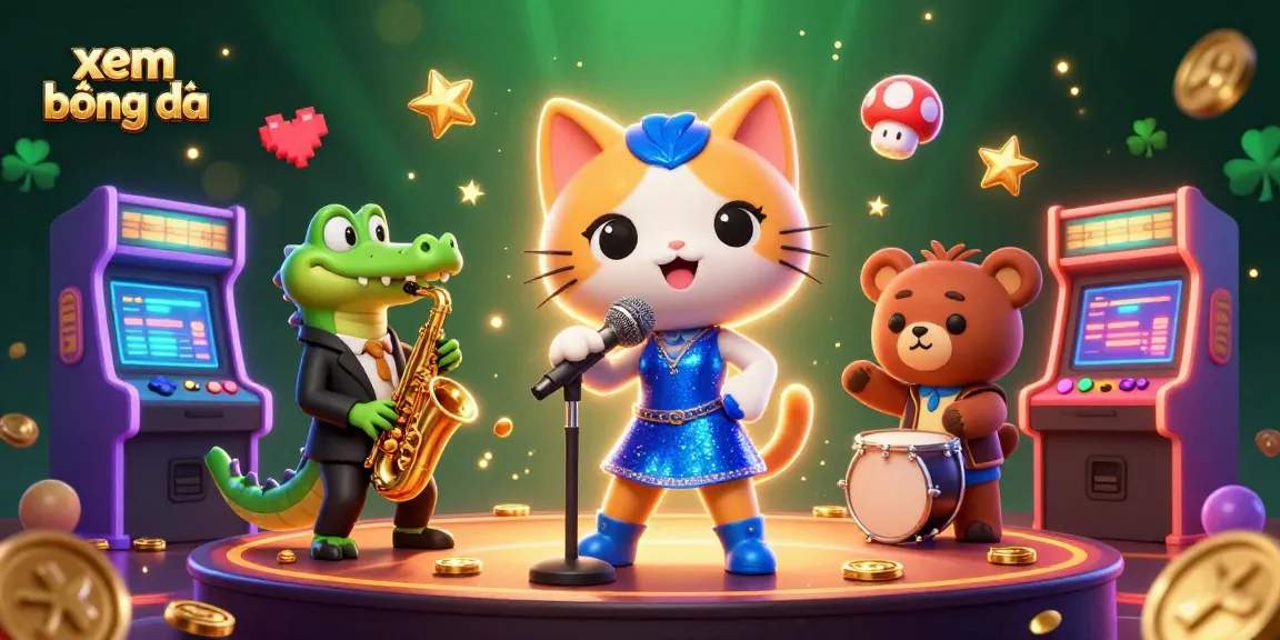 Experience xem bóng đá with exciting elements like cartoons and vibrant casino details.