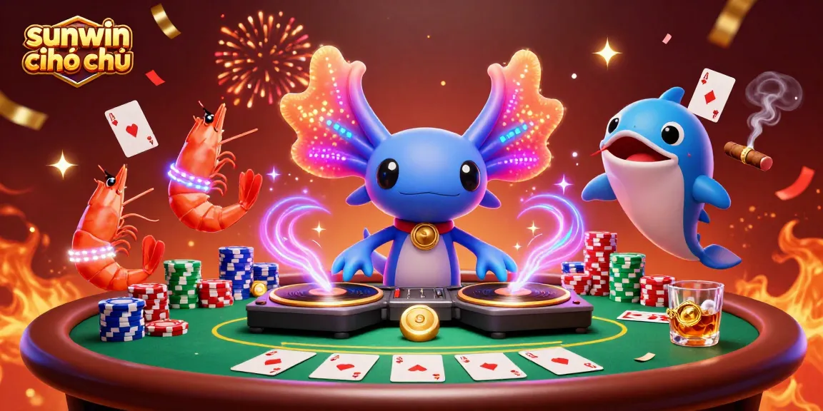 Experience vibrant gaming with sunwin chính chủ, featuring an energetic underwater party with poker elements.