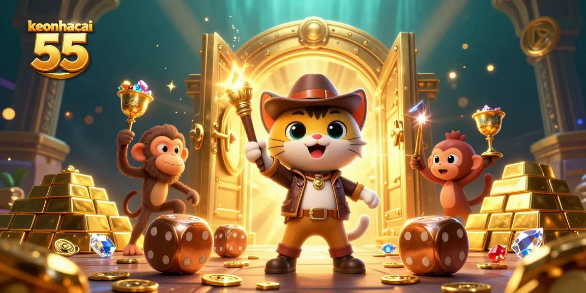 Engage with keonhacai 55 as a cat archaeologist discovers casino treasures in a dynamic, rich 3D scene.